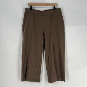Pure J. Jill Women's Soft Pima Cotton‎ Brown Cropped Wide Leg Pull On Pants 1X